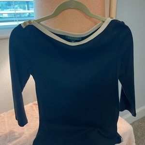 Ralph Lauren boat neck blouse, navy blue